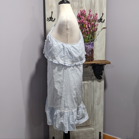 🩵 SOLD 🩵Neiman Marcus striped cotton one shoulder dress - Picture 2 of 7